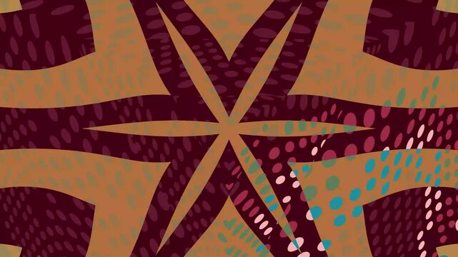 Abstract motion graphics tunnel with glowing dots and green star pattern