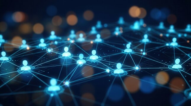 Abstract net promoter score NPS analysis of customer connectivity and network relationships.