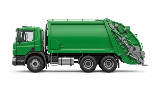 Modern Green Refuse Truck for Urban Waste Management and Recycling Services.