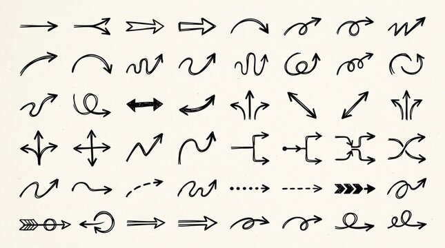 Hand Drawn Arrow Icons Set - Doodle Style