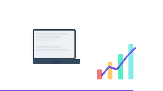 Minimalist Flat Design Animated Laptop Icon on White Background for Tech and Business