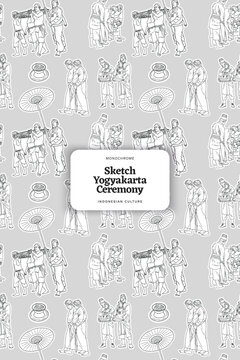 Yogyakarta ceremony decorative pattern in outline illustration style