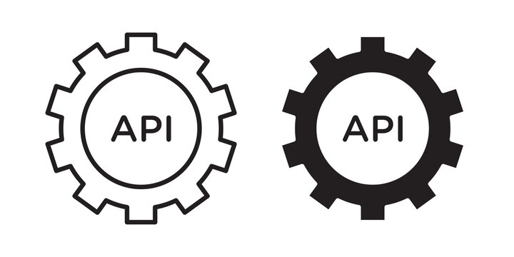 API icon flat outline in black