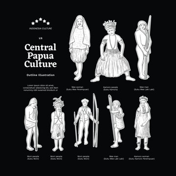 Central papua culture isolated design in outline illustration