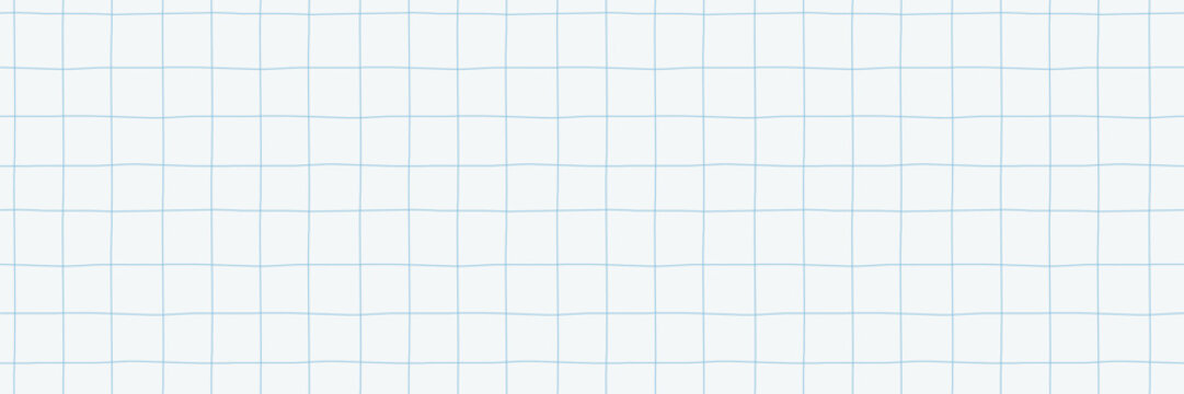 Hand drawn grid pattern. Blue checkered notebook texture with sketchy doodle lines. Naive school background. Vector illustration on white bg