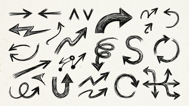 Hand-drawn Arrow Collection - Sketched Directional Symbols for Design