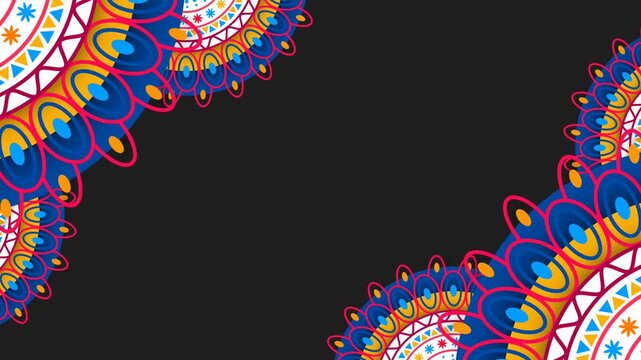 Vibrant Ethnic Mandala Border Loop for Hispanic Heritage Month Celebration.