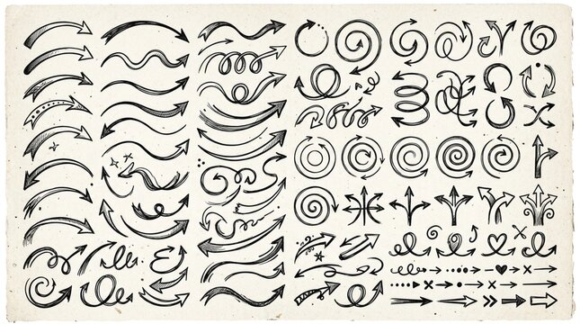 Hand-drawn arrow doodles: design elements, direction, guidance, pointers