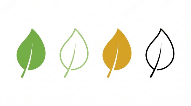 Botanical Leaf Symbols Collection in Green and Black