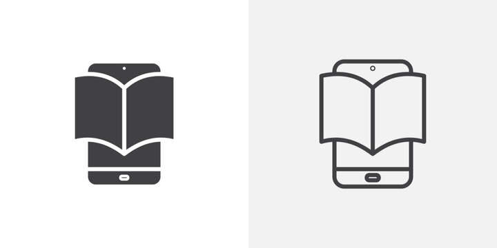 Ebook icon flat outline in black