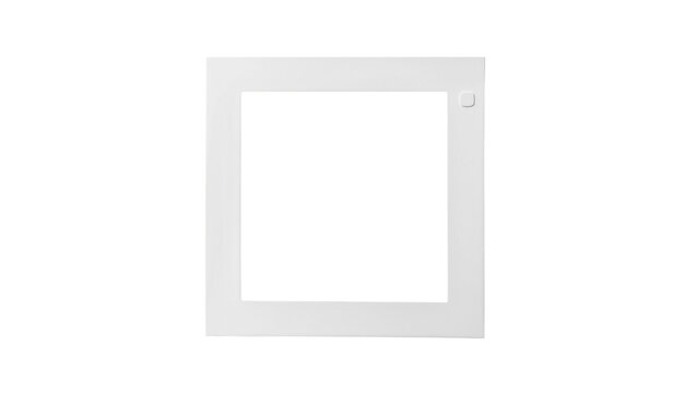 White square frame with a small button on the right side, isolated on transparent background