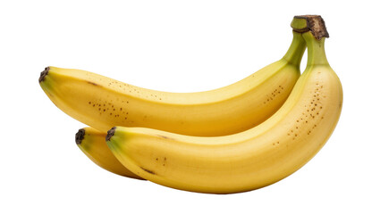 Bunch of ripe yellow bananas with brown spots, isolated on transparent background © PNGera