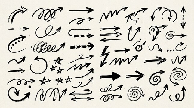 Hand-Drawn Arrow Icons Set: Creative Design Elements for Navigation and Direction