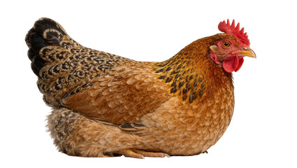 Brown hen with red comb and wattles, isolated on transparent background © PNGera
