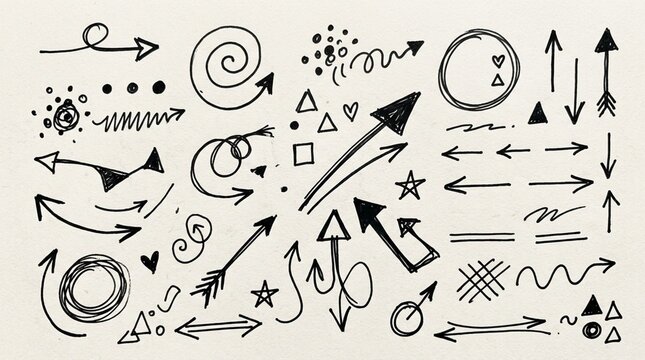 Hand-Drawn Arrows and Doodles Collection - Vector Set