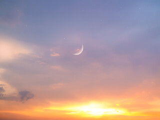 Islam moon star night isra miraj namaz sunset background mubaruk greeting islam ramadan element masjid aqsa hajj kaaba umrah eid arabian religion islamic arab muslim greeting miraj kaaba © wing-wing