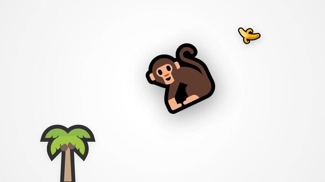 illustration video of a monkey on a tree