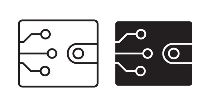 Cryptocurrency wallet icon flat outline in black