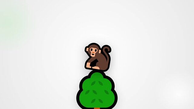 illustration video of a monkey on a tree