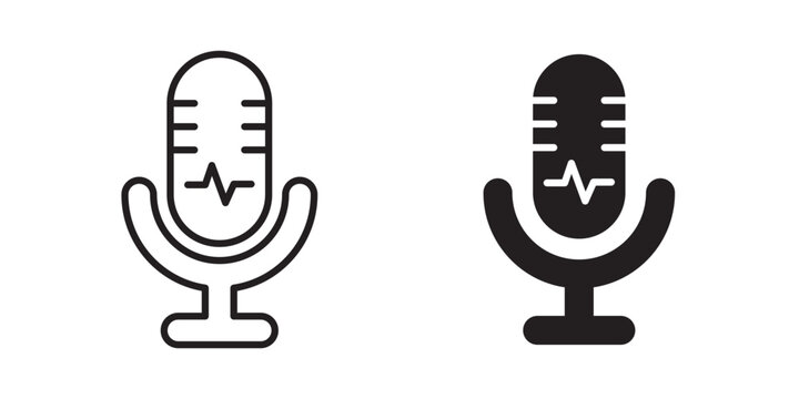 Voice recognition icon flat outline in black