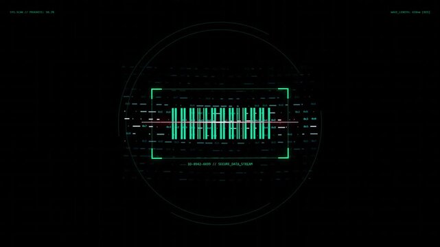 Digital data visualization with holographic interface in a dark technological environment, motion video