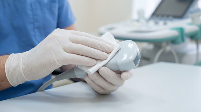 Man Cleaning Probe for Sterilization and Infection Control