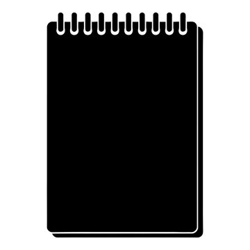 Spiral bound notebook with blank pages is a black silhouette