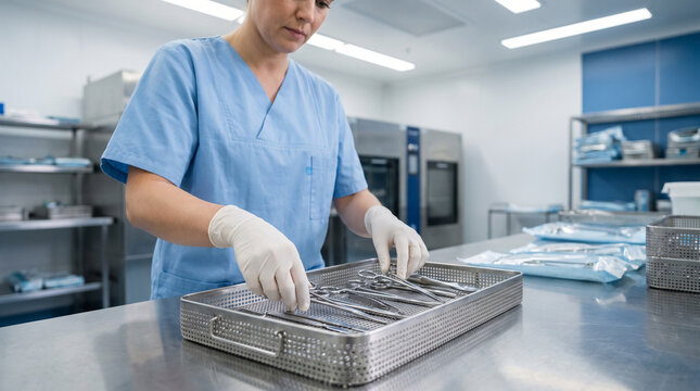 Sterilization and Infection Control: Woman Packing Instruments