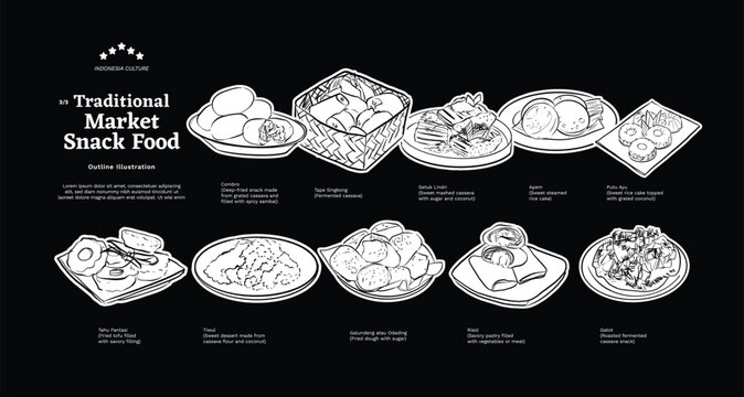 Outline illustration of isolated snack food