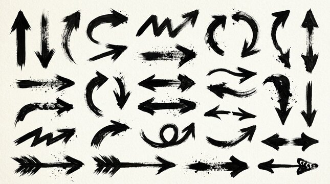 Black hand-painted arrows on a textured light background