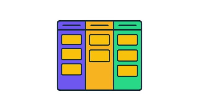 Three Column Board Organization Concept Vector Graphic Featuring Kanban Task Management Layout for Project Planning