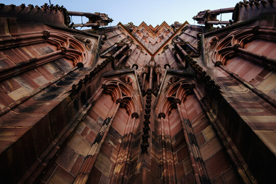 Details of the Strasbourg Cathedral from below