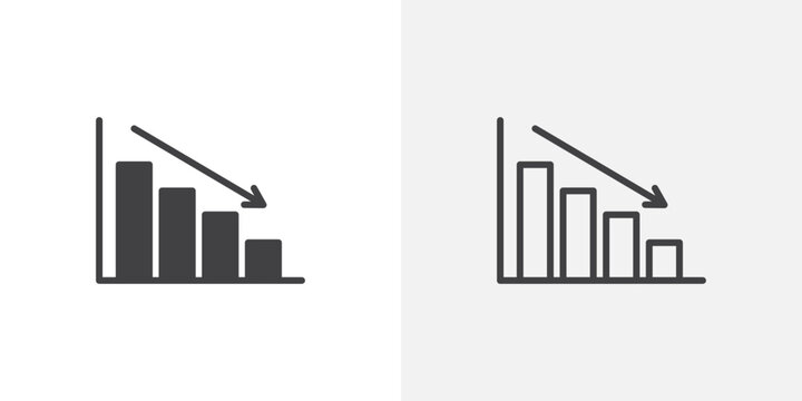 Reduction chart icon flat outline in black