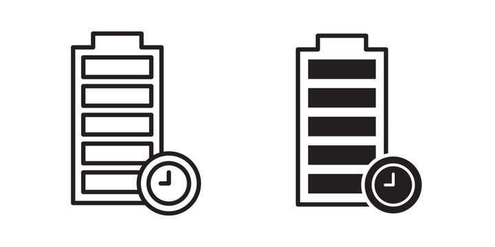 long battery life icon flat outline in black