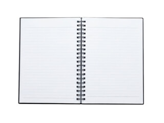 Open spiral notebook with lined pages for writing © Raja
