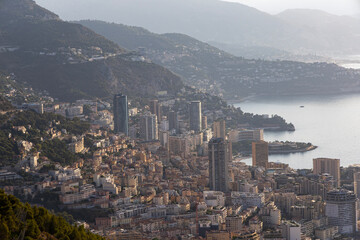 Fototapeta premium Panoramic view of Monaco and Monte Carlo. Aerial view.