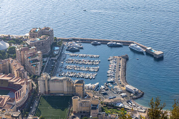 Fototapeta premium Panoramic view of Monaco and Monte Carlo. Aerial view.