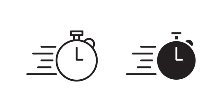 Time fast icon flat outline in black