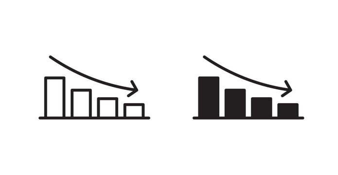 Reduction chart icon flat outline in black