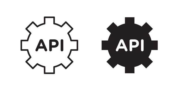 API icon flat outline in black