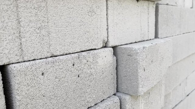 Perspective structure of stacked hebel blocks in bright daylight