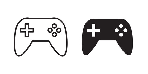 Game controller icon flat outline in black © iconic