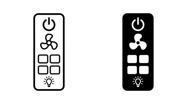 Home smart electronics remote control fan light outline and filled icon