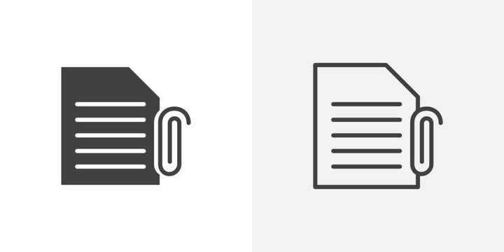 Attach document icon flat outline in black