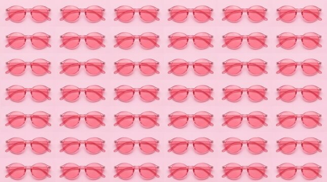 Seamless pattern of pink sunglasses isolated on a white background