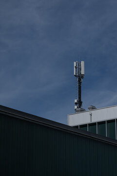 5G mobile networks operator antennas on a building roof
