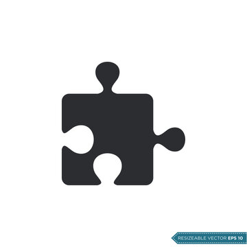 Jigsaw Puzzle Icon Vector Template Flat Illustration Design