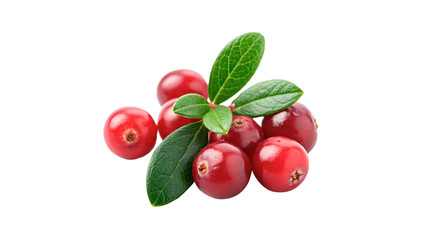 Bunch of fresh red cowberries cranberries layout isolated on transparent background © Rhea