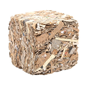 Compressed bale of recycled paper and cardboard raw material