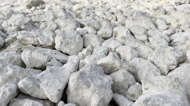 Close up pile of rough limestone rocks